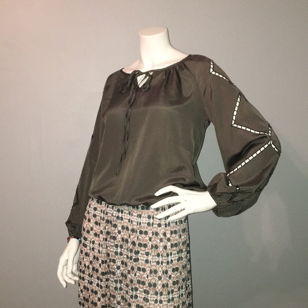 Will Smith Embroidered Sleeve Peasant Blouse Small
